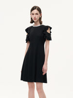 Ruffle Cold Shoulder Women Knit Mini Dress GOELIA