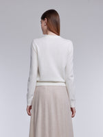 [Preview] Wool Blend Tie Neck Women Knit Top With GO Buckle GOELIA
