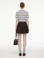 [Preview] Crew Neck Stripe Women Polo Knit Top GOELIA