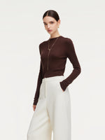 Cashmere Mulberry Silk Tencel Blend Women Knit Top GOELIA