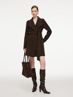 Cashmere Wool Blend Women Mid-Length Wrap Coat GOELIA