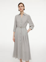 [Preview] Triacetate Blend Women Belted Maxi Shirt Dress GOELIA