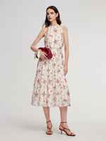 Tencel Blend Floral Print Women Halter Maxi Dress GOELIA