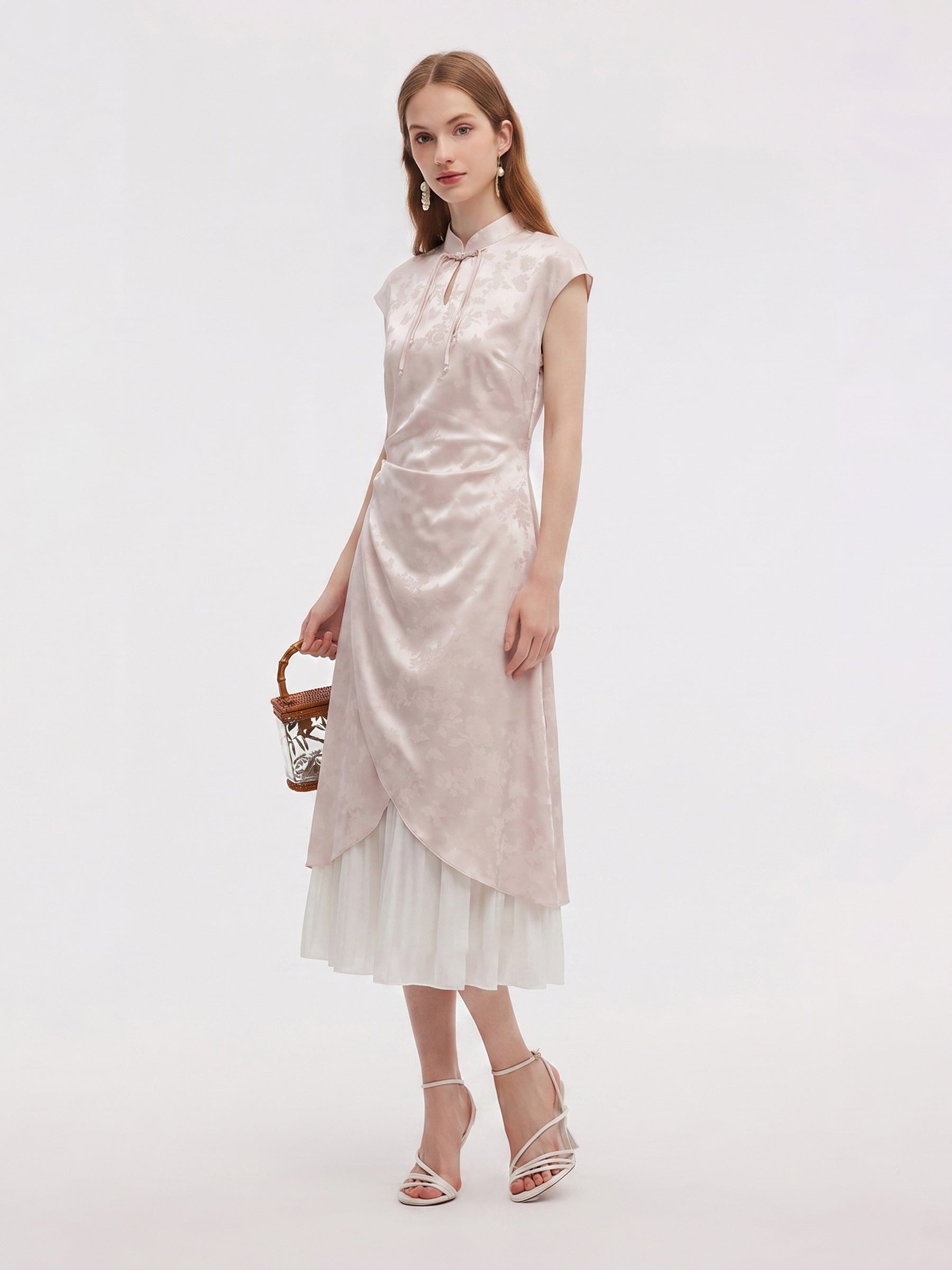 Jacquard Patchwork Women Qipao Maxi Dress GOELIA