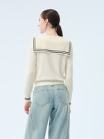 Tencel Blend Sailor Collar Women Knit Top GOELIA