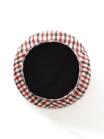 Red And White Plaid Beret GOELIA
