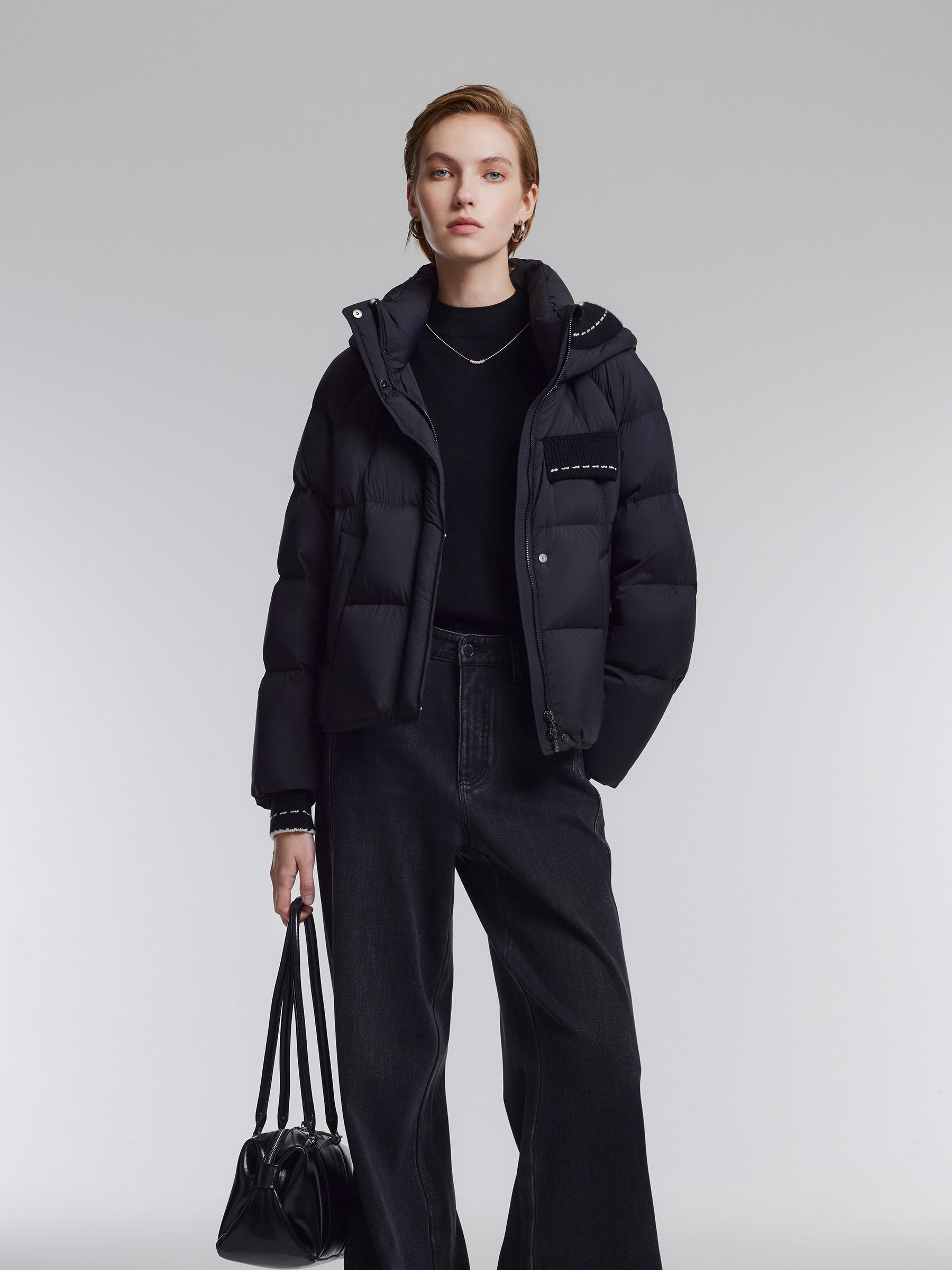 [Preview] Knit-Spliced Hooded Goose Down Jacket GOELIA