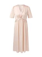 22MM Mulberry Silk Twist Front Women Midi Dress GOELIA