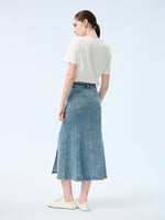 Denim Side Slit Women Eight-Panel Skirt GOELIA