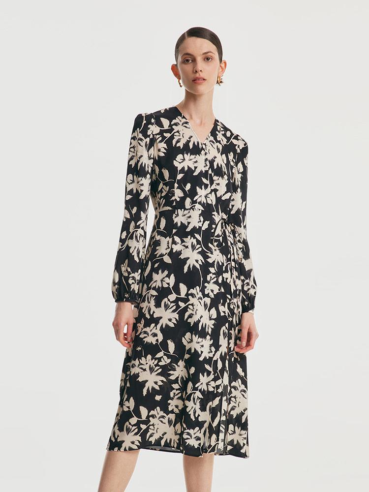 19 Momme Stretch Silk Printed Tea Break Midi Dress – GOELIA