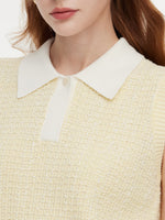Contrast Collar Women Knit Polo Tank Top GOELIA