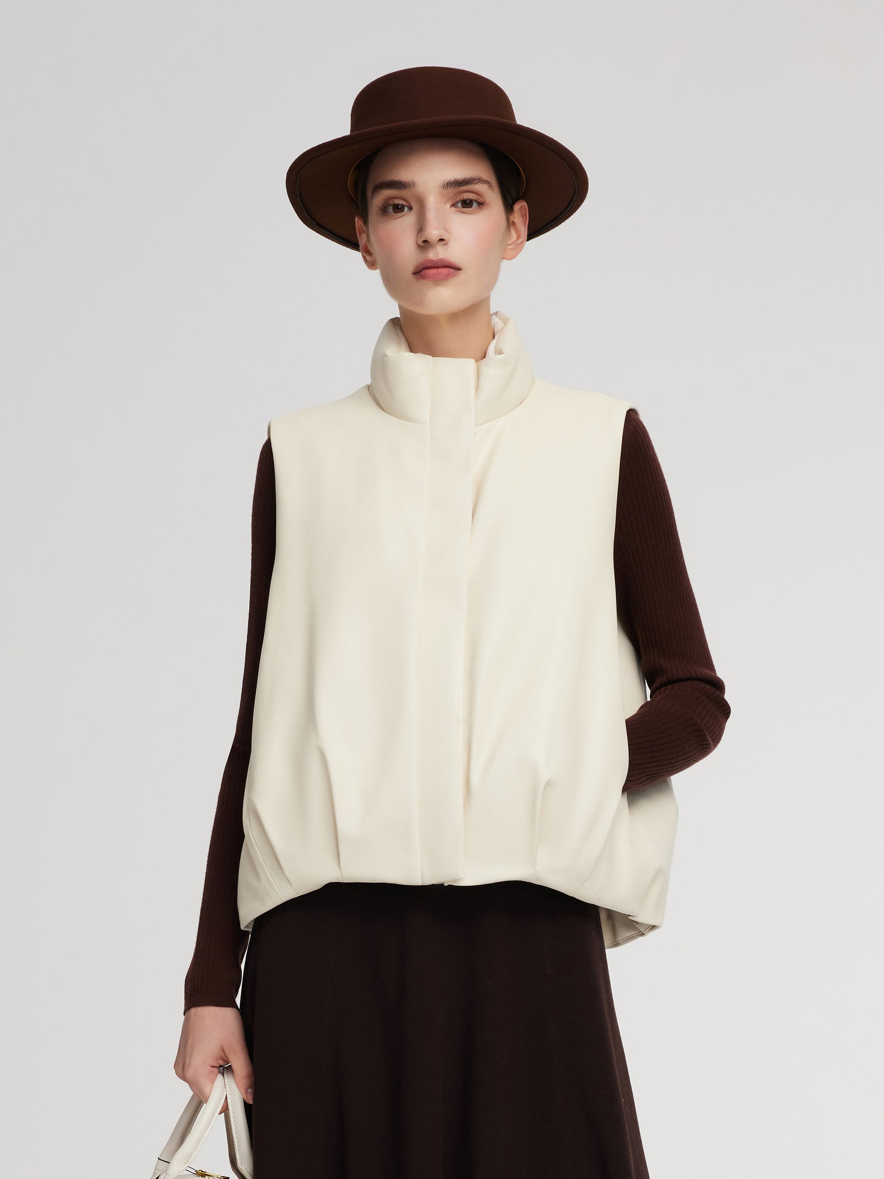 Eco-friendly Leather Goose Down Vest GOELIA