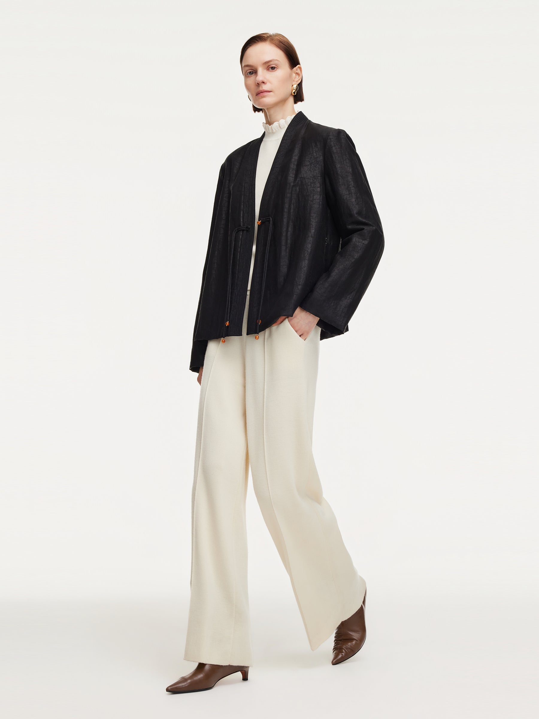 18MM Gambiered Canton Gauze Women Quilted Jacket GOELIA