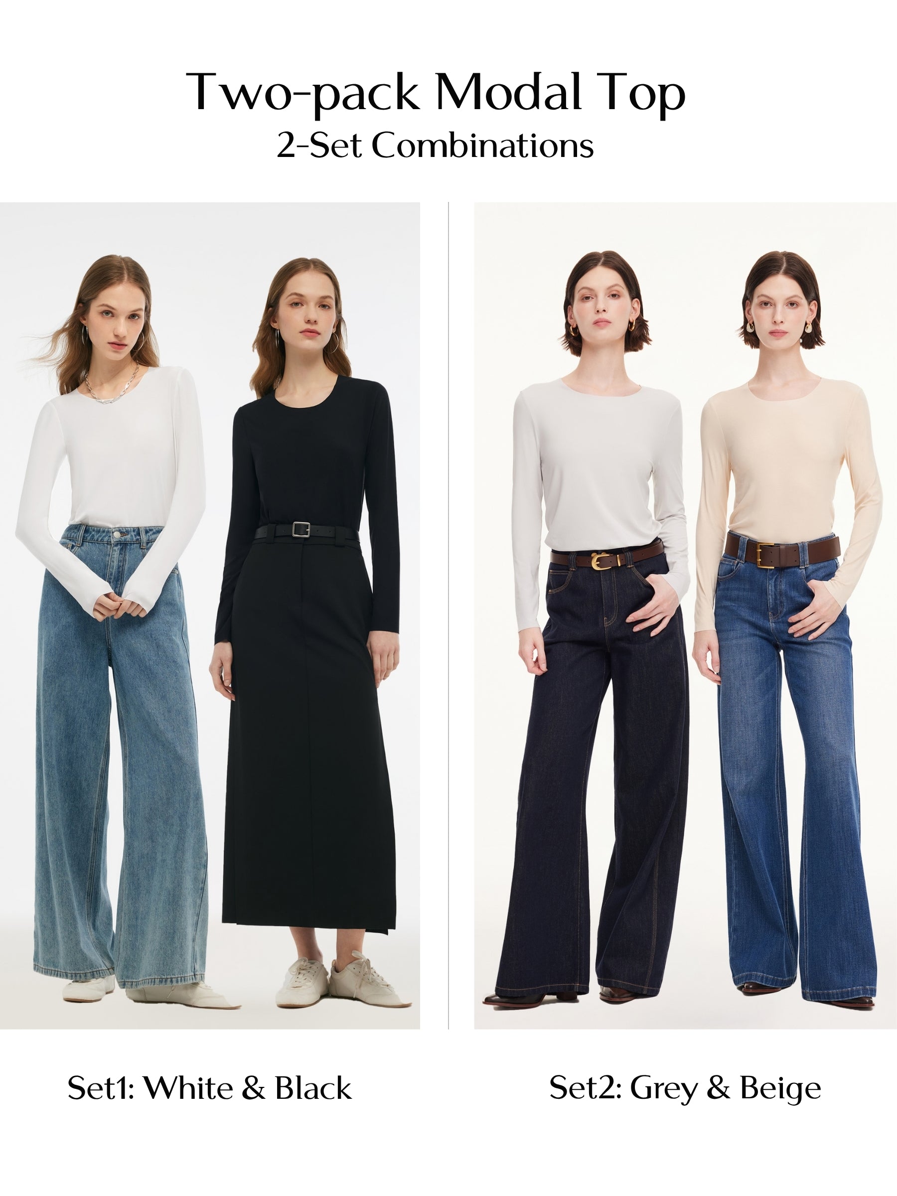 Two-Pack Modal Unisex Long Sleeve Top GOELIA
