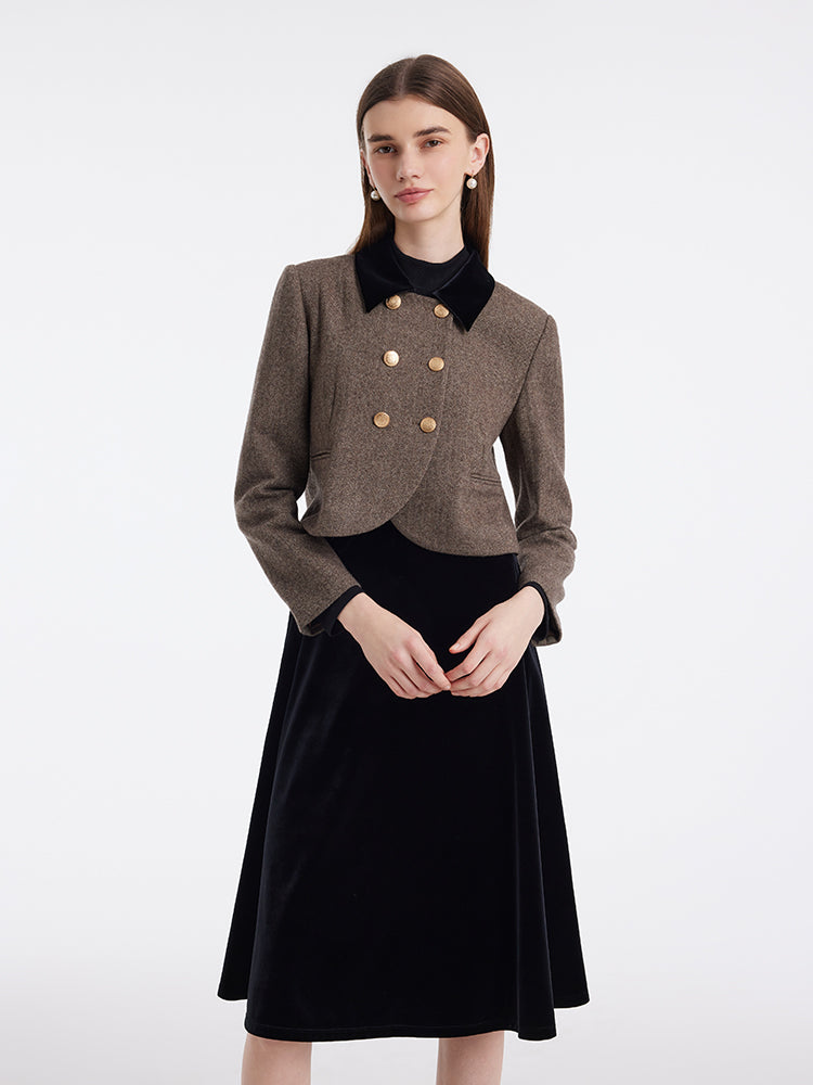 Washable Wool Double-Breasted Jacket And Skirt Two-Piece Set – GOELIA