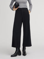 Stretch Adjustable Waist Straight Leg Women Knit Cropped Pants GOELIA