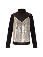 Lace Sequins Camisole And Velvet Knit Top Two-Piece Set GOELIA