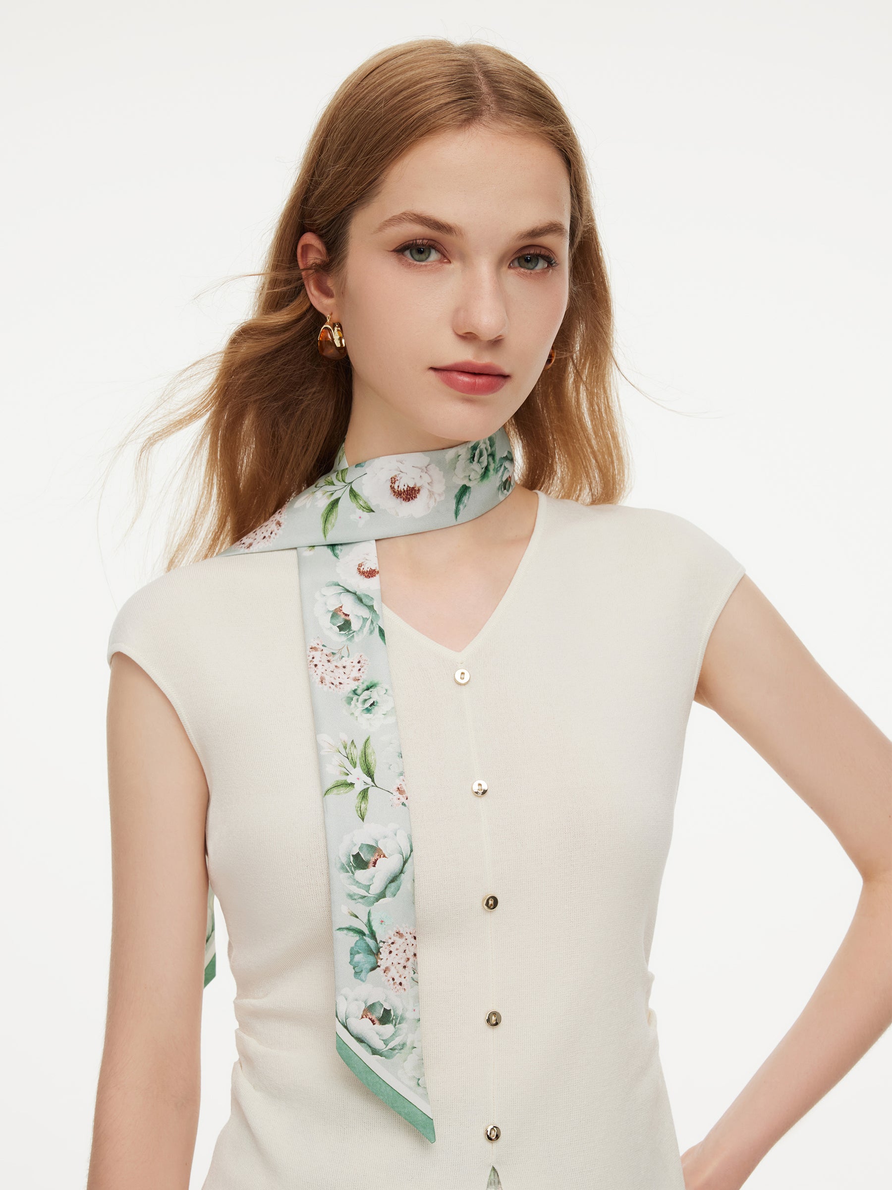 14MM Mulberry Silk Floral Print Women Scarf GOELIA