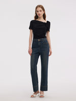Denim Women Ankle-Length Cuffed Jeans GOELIA