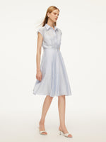 Tencel Acetate Linen Blend Cap Sleeve Women Midi Shirt Dress GOELIA