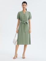 Acetate Waist Dress With Belt GOELIA