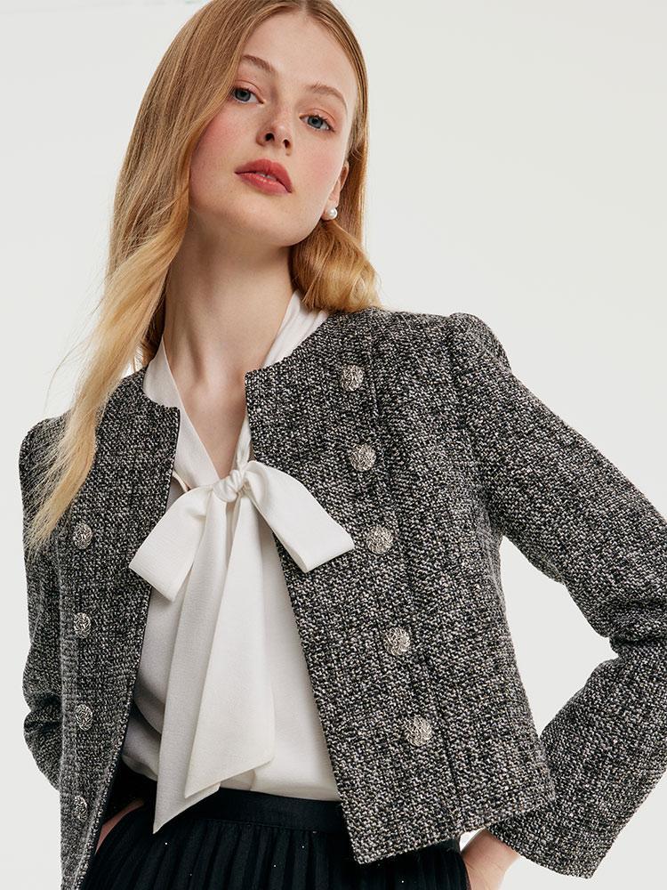 Classic Tweed Cropped Women Jacket GOELIA