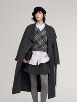 Plaid Knit Vest And Shirt Two-Piece Set GOELIA