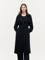 Triacetate Magnetic Button Cuffs Women Trench Coat With Belt GOELIA