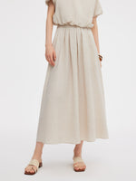 100% Linen Women High-Waisted A-Line Skirt GOELIA