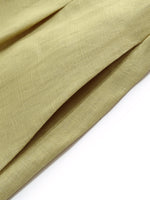 100% Linen Gathered Waist Women Self-Tie Belt Maxi Dress GOELIA