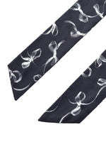 [Preview] 100% Cotton 3/4 Sleeve Women Shirt With Ribbon Print Silky Scarf GOELIA