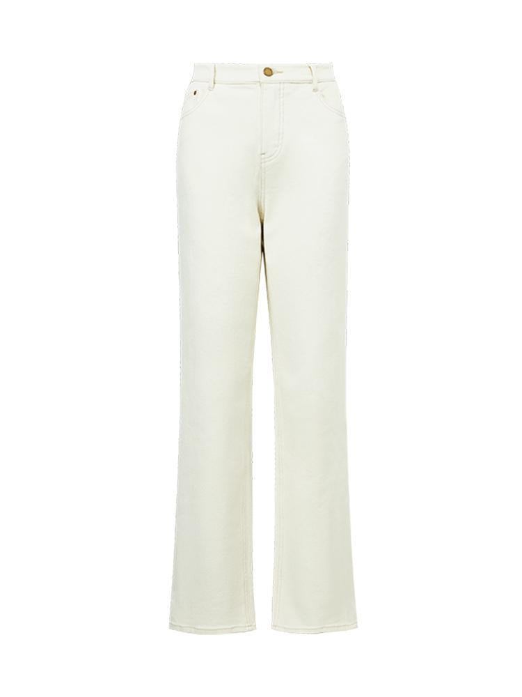 White Cotton Ankle-Length Stove Pipe Jeans GOELIA