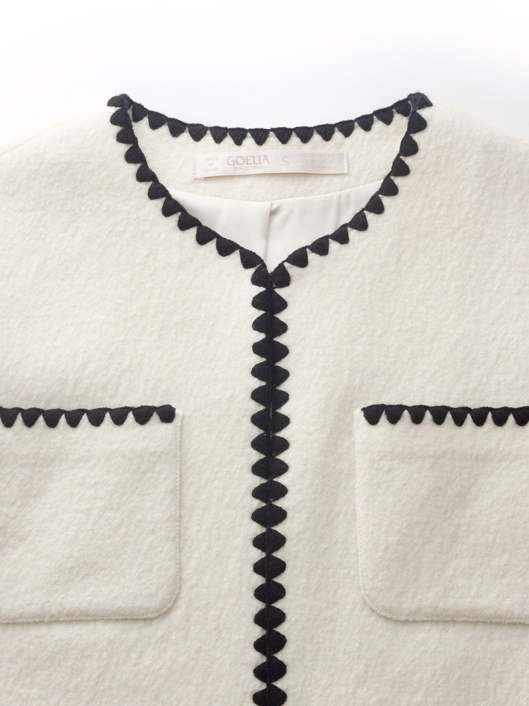 Tweed Contrast Trim Women Crop Jacket