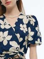 Floral Print Twist Front Women Top GOELIA