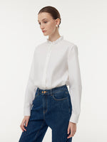 Cotton Ruffle Collar Women Shirt GOELIA