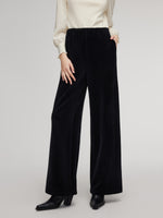 Velvet Ribbed Knit Women Loose Straight Leg Pants GOELIA