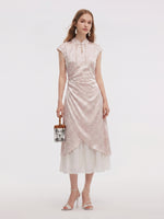 Jacquard Patchwork Women Qipao Maxi Dress GOELIA