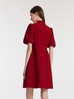 Jacquard Puff Sleeves Women Qipao Mini Dress GOELIA
