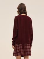 Wool Blend Women V-Neck Knit Top With Ribbon GOELIA