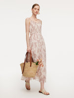 10MM Mulberry Silk Paisley Print Women Strap Maxi Dress GOELIA
