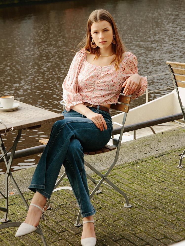 Floral Puff Sleeve Blouse GOELIA