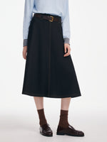 Denim Look Women A-Line Skirt With Belt GOELIA