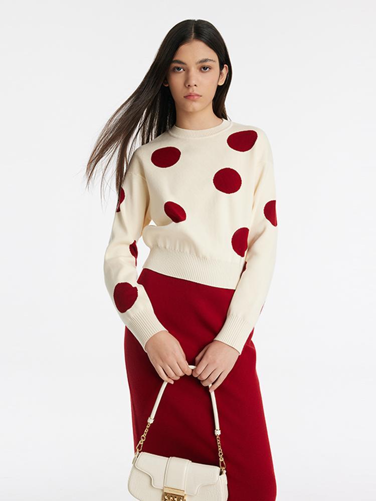 Tencel Wool Polka Dot Sweater And Half Skirt Two-Piece Set GOELIA