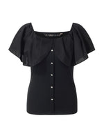 Tencel Blend Convertible Neckline Women Ruffled Top GOELIA