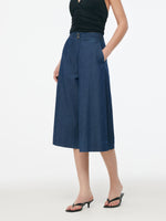 Denim High Waisted Women Wide Leg Cropped Culottes GOELIA