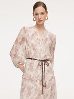 10MM Mulberry Silk Paisley Print Women Maxi Dress With Two Self-Tie Belts GOELIA