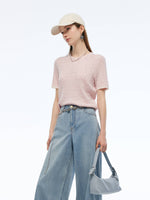 Round Neck Women Cable Knit T-Shirt GOELIA