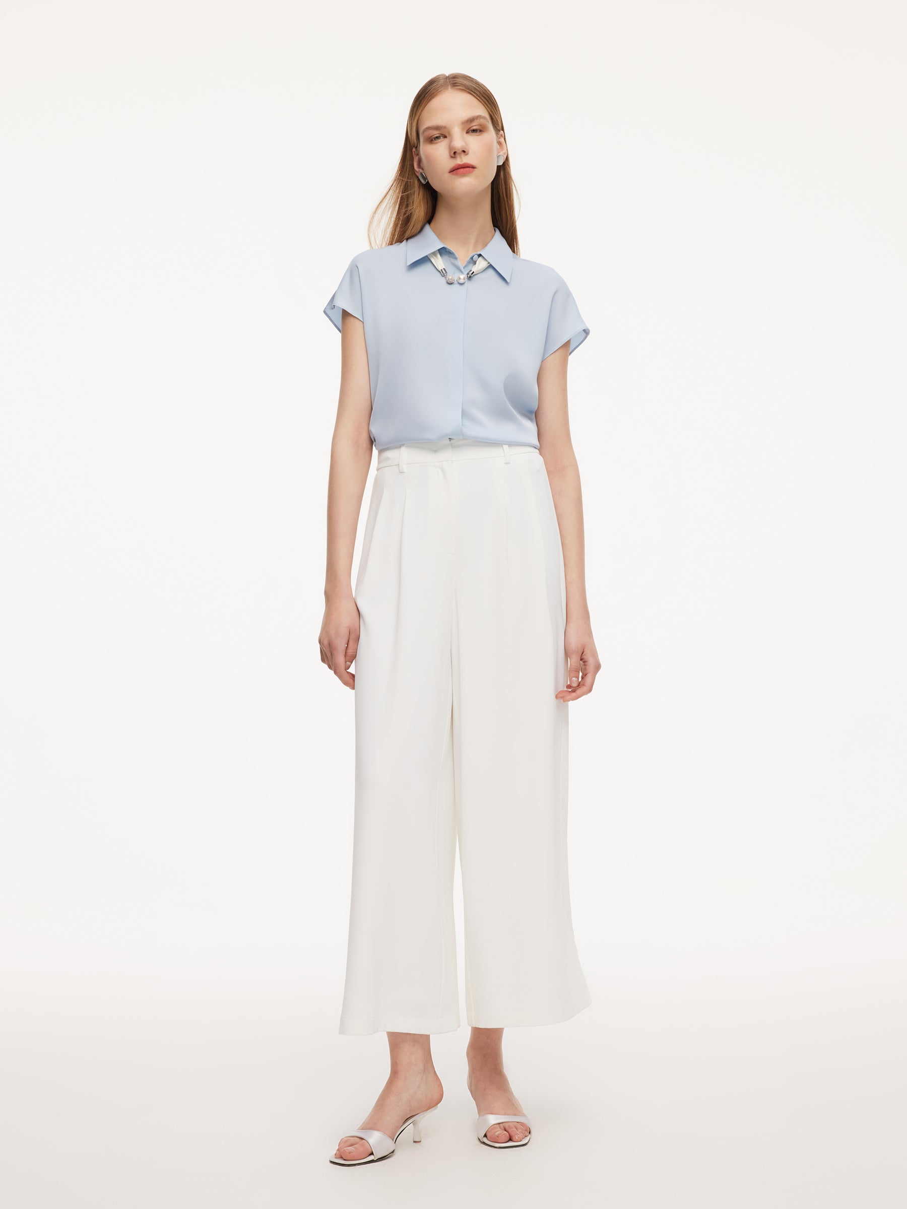 [Preview] 22MM Mulberry Silk Women Shirt With Silk Scarf GOELIA