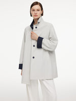 Cotton Blend Relaxed A-Line Women Mid Length Trench Coat GOELIA