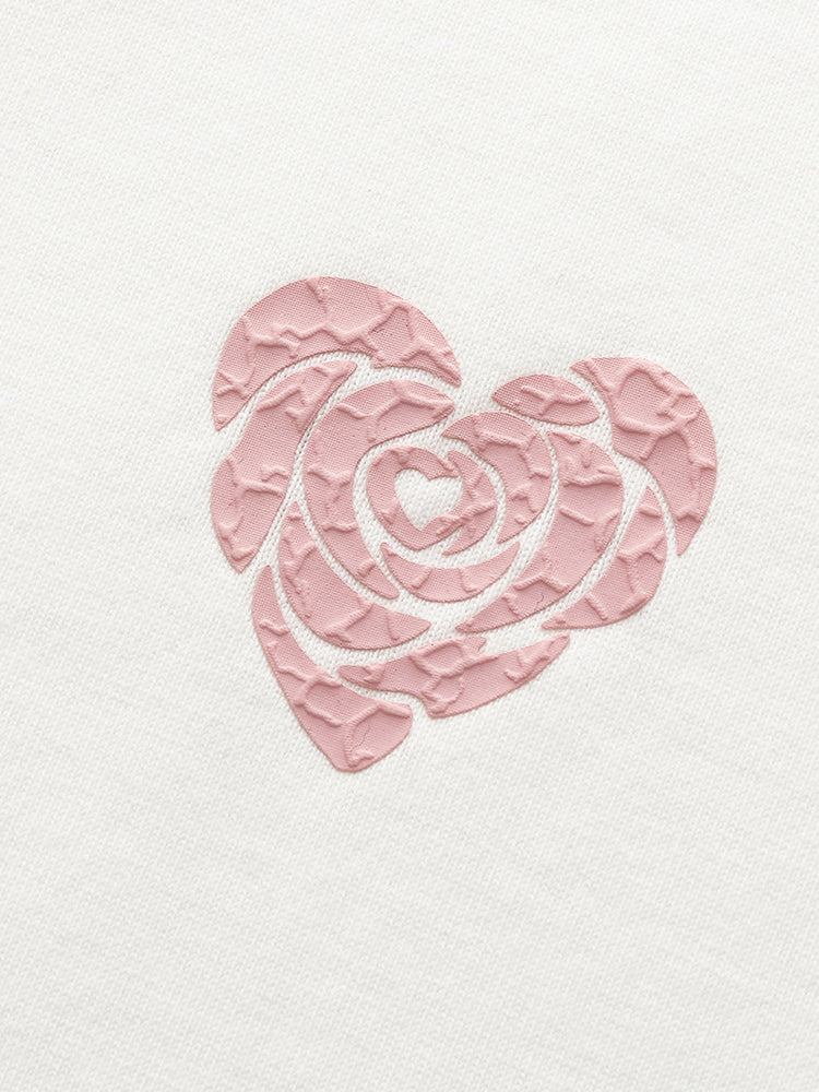 Cotton Rose Heart Print Women T-Shirt GOELIA